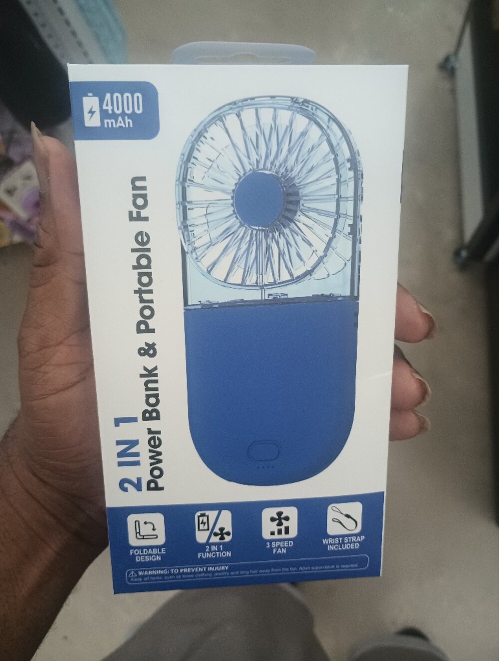 Essentials 2-in-1 Power Bank & Portable Fan - Blue